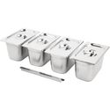 Vogue SA247 RVS Gastronorm Bakken Set 4x 1/4 met Deksels
