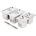 Vogue SA249 RVS Gastronorm Bakken Set 2x 1/3 2x 1/6 met Deksels