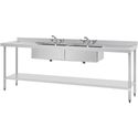 Rvs Spoeltafel | 2 Bakken Midden | 240X60cm | Vogue | U910