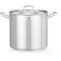 Kookpan Hoog - met Deksel - HENDI - Profi Line - 10L - Diameter 24 cm - Hoogte 22 cm - 832400