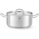 Kookpan Laag - met Deksel - HENDI - Kitchen Line - 4,9 Liter - Diameter 24 cm - Hoogte 11 cm - 836026