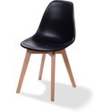 Essentials Keeve Stoel Zwart, Berkenhouten Frame en Kunststof Zitting, 47x53x83cm (LxBxH), 505F01SB