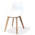 Essentials Keeve Stoel Wit , Berkenhouten Frame en Kunststof Zitting, 47x53x83cm (LxBxH), 505F01SW