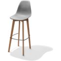 Essentials Keeve Barkruk Grijs, Berkenhouten Frame en Kunststof Zitting, 53x47x119cm (LxBxH), 506F01SG