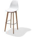 Essentials Keeve Barkruk Wit, Berkenhouten Frame en Kunststof Zitting, 53x47x119cm (LxBxH), 506F01SW