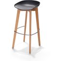 Essentials Keeve Barkruk Zwart Low, Berkenhouten Frame en Kunststof Zitting, 53x47x90cm (LxBxH), 506F03SB