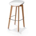 Essentials Keeve Barkruk Wit Low, Berkenhouten Frame en Kunststof Zitting, 53x47x90cm (LxBxH), 506F03SW