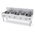 Gas Wok Hob With 3 Burners 27,5 KW + 2 Soup Burners 9,2 KW, 2 Water Taps - Mastro AHA0025
