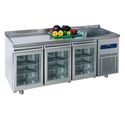 Refrigerated Counter 700 mm With 3 Glass Doors, Sink 35x40x20h cm On the Right and Upstand, -2°/+8°c, Mastro MRGF200/FG