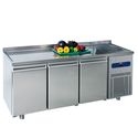Refrigerated Counter 700 mm With 3 Doors, Sink 35x40x20h cm On the Right and Upstand, -2°/+8°c, Mastro MRGF200/FN