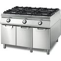 Gas Range With 6 Burners On Cabinet With Doors, Stainless Steel Containers, Two-Sided Panel Control, Virtus VS110120PCG