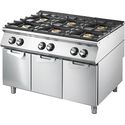 Gas Range With 6 Burners On Closed Cabinet, Pressed Working Top, Virtus VS90120PCGSP