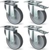 Set van 4 R.V.S Wielen | Zwenkend | 2 met rem | AIK4-L | Diamond