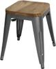 Bolero Stalen Kruk met Houten Zitting - Grijs (4 Stuks) - Bolero GM636
