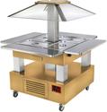 Diamond Eiland bain-marie warm buffet, gemotoriseerd koepel 4x GN 1/1-150 (licht hout) | CBM/4D-D1+KM