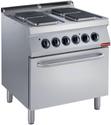 Elektrisch fornuis 4 vierkante platen, elektrische oven GN 2/1 | 1700 line | Diamond | E17/4PQF8-N