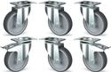 Set 6 Zwenkwielen In Rvs 2 Met Rem | Diamond | TIK6-L