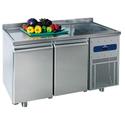 Refrigerated Counter 700 mm With 2 Doors, Sink 35x40x20h cm On the Right and Upstand, -2°/+8°c, Mastro MRGF150/FN