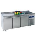 Refrigerated Counter 700 mm With 3 Doors, Sink 35x40x20h cm On the Right and Upstand, -2°/+8°c, Mastro MRGF200/FN