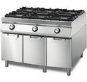 Gas Range With 6 Burners On Cabinet With Doors, Stainless Steel Containers, Two-Sided Panel Control, Virtus VS110120PCG