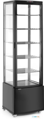 Koelvitrinekast | 280L-191cm(h) | zwart-RVS | Wielen | Arktic 233290 5