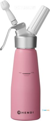 HENDI 975886 Slagroomapparaat, , 0,5 Liter, Pastelroze, Diameter ⌀ 80 mm - Hoogte 260 mm