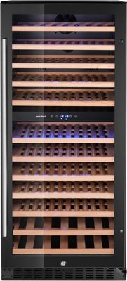 Arktic 237120 Wijnkoeler, 2 zones, 124 flessen, , 265L, Zwart, 569x595x(H)1397mm