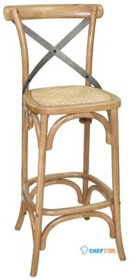 Bolero houten barkruk met gekruiste rugleuning naturel | GG657