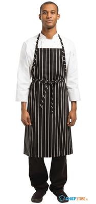 Chef Works Premium geweven schort zwart-wit gestreept | B248