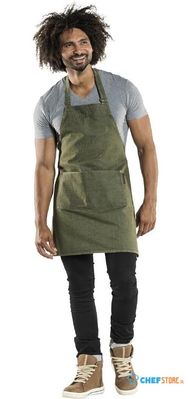 Chaud Devant Bib Schort Basis Groen Denim B70-L75 cm - BA035
