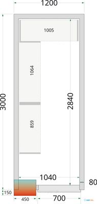 Koelcelpanelen met 80 mm Isolatie - zonder Vloer - CR 120X300X212 NF