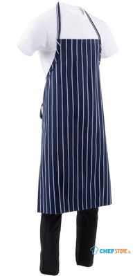 Chef Works Premium geweven schort blauw-wit gestreept | B249