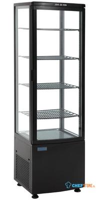 Koelvitrine | H=169cm, 236L | 1 Gebogen glasdeur | Zwart | Polar DP289