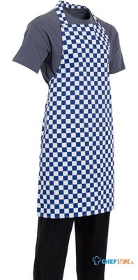 Whites halterschort blauw-wit geblokt | A554