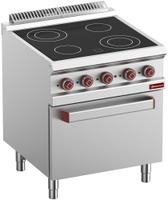 Vitrokeramisch Fornuis Met 4 Zones - Oven GN 2/1 Met Elektrische Grill - Diamond E7/4VCF7-N