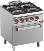 Gasfornuis 4 Gasbranders - Elektrische Oven GN 2/1 - Diamond G7/4BFE7-N