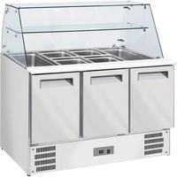 Diverso By Diamond Gekoelde Saladette met Gebogen Glas 4x GN 1/1-150 mm + Reserve 3 Deuren GN 1/1 - WR-SAL6-L3