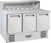 Diverso By Diamond 3-Deurs Koelwerkbank voor Pizza's GN 1/1, Gekoelde Structuur 8x GN 1/6-150 Mm - WR-SRP6-Z3