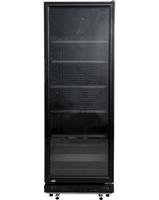 Koeler glasdeur 360L 671kWh 173x62cm zwart horeca 4 legplanken