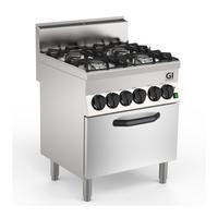 Gastro-Inox 650 Hp Gasfornuis 4 Branders, Elektrische Heteluchtoven, 70cm, Gastro-Inox 160.010