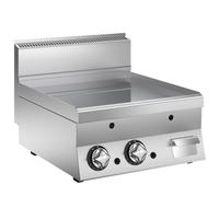 Mareno M1-600 Gasbakplaat met Gladde Roestvaststalen Plaat, 80cm - FT68GL
