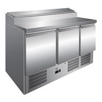 Gastro-Inox RVS Saladette Met 3 Deuren & 8x Gn1/6 Prepareer Unit, Geforceerd Gekoeld, Gastro-Inox 202.006