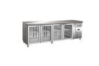 Gastro-Inox RVS GN Koelwerkbank met 4 Glasdeuren, Geforceerd Gekoeld - 202.242