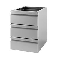 Gastro-Inox Ladeblok met 3 Laden voor Onderbouw van RVS, 580mm Diep - 301.702