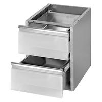 Gastro-Inox Ladeblok van RVS met 2 Laden voor Werktafels Tot 60cm Diep - 301.705