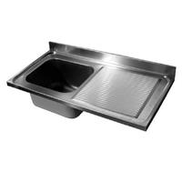 Spoeltafelwerkblad Bak L Roestvast Staal AISI 304 1400x700x40mm - 305.363