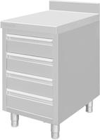 Vogue St/st Werkstation met 4 Laden en Opstaande Rand van 100 mm 900(h)x700(b)x500(d)mm - DP276