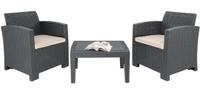 Bolero PP Fauteuil en Tafel Rieten Set Grijs - DR309