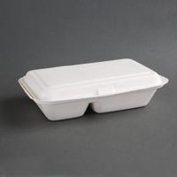 Fiesta Green Composteerbare Bagasse Voedseldozen 2 Compartimenten (200 Stuks), Fiesta Green FC524