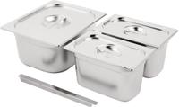 Vogue SA244 RVS Gastronorm Bakken Set 1/2 en 2x 1/4 met Deksels
